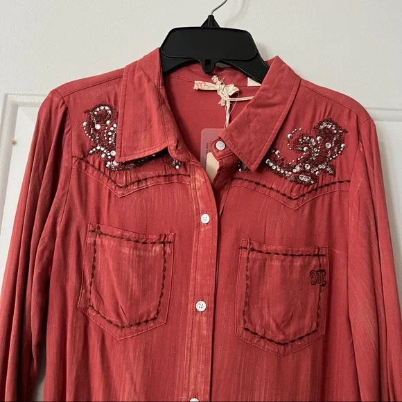 NWT Girls Miss Me Western Embellished Shirt - Picture 2 of 5